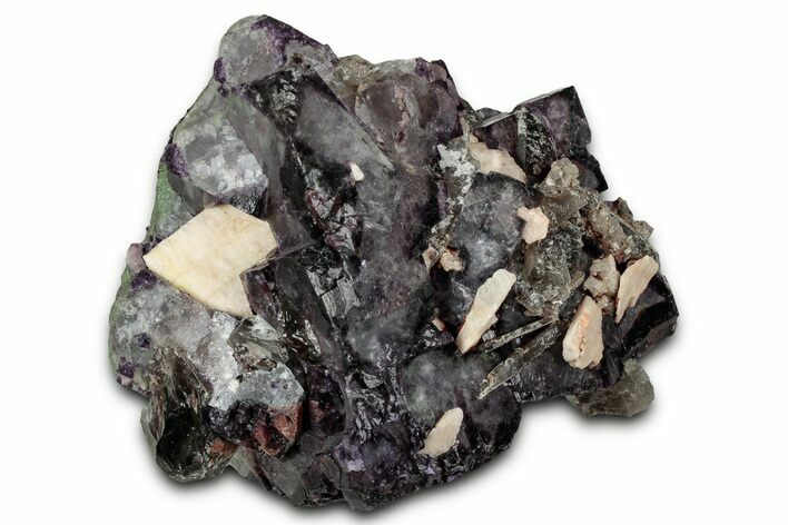 Purple Cubic Fluorite Crystals with Smoky Quartz - Colorado #330471